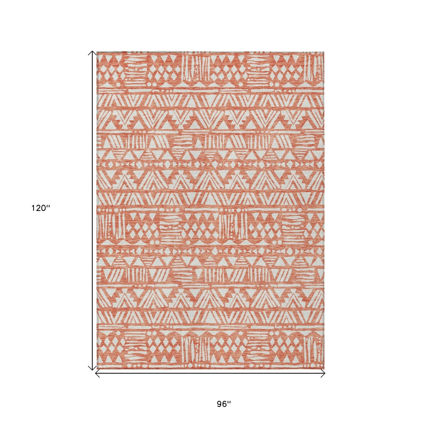 Tabselect Home Line 8' X 10' Coral And Ivory Southwestern Washable Indoor Outdoor Area Rug