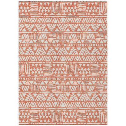 Tabselect Home Line 8' X 10' Coral And Ivory Southwestern Washable Indoor Outdoor Area Rug