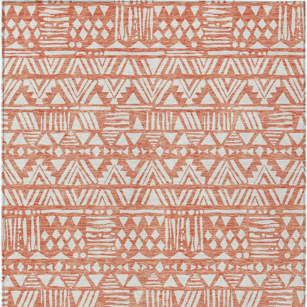 Tabselect Home Line 8' X 10' Coral And Ivory Southwestern Washable Indoor Outdoor Area Rug