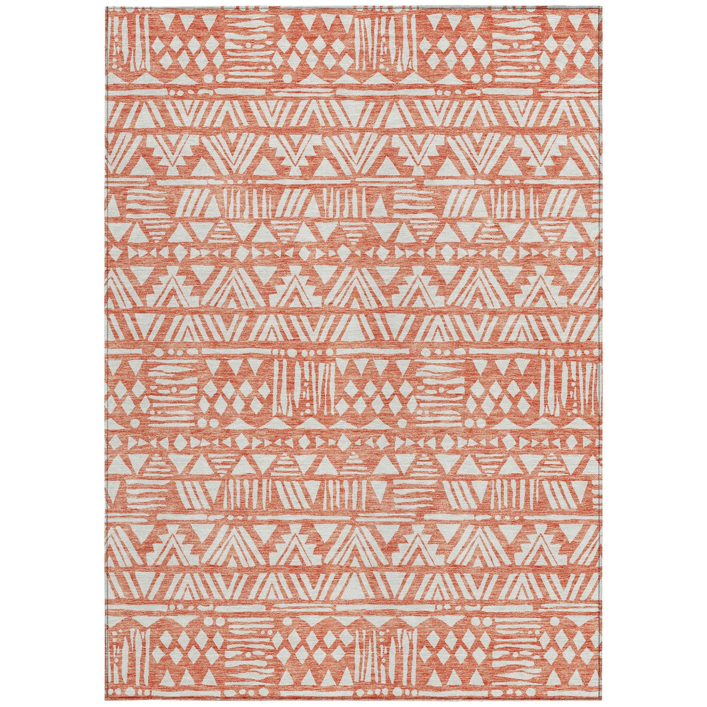 Tabselect Home Line 8' X 10' Coral And Ivory Southwestern Washable Indoor Outdoor Area Rug