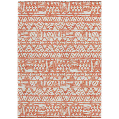 Tabselect Home Line 8' X 10' Coral And Ivory Southwestern Washable Indoor Outdoor Area Rug