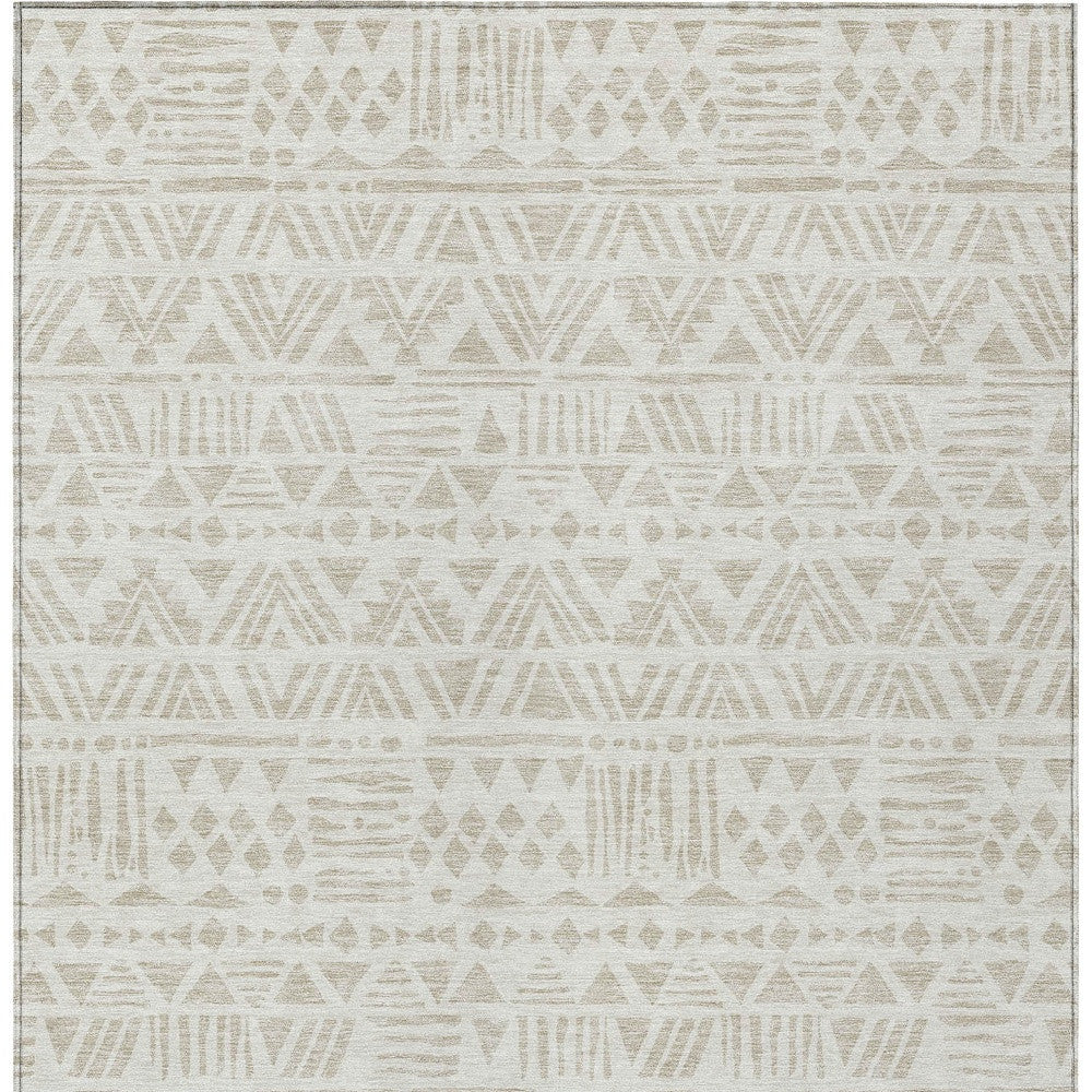 Tabselect Home Line 5' X 8' Ivory And Beige Southwestern Washable Indoor Outdoor Area Rug