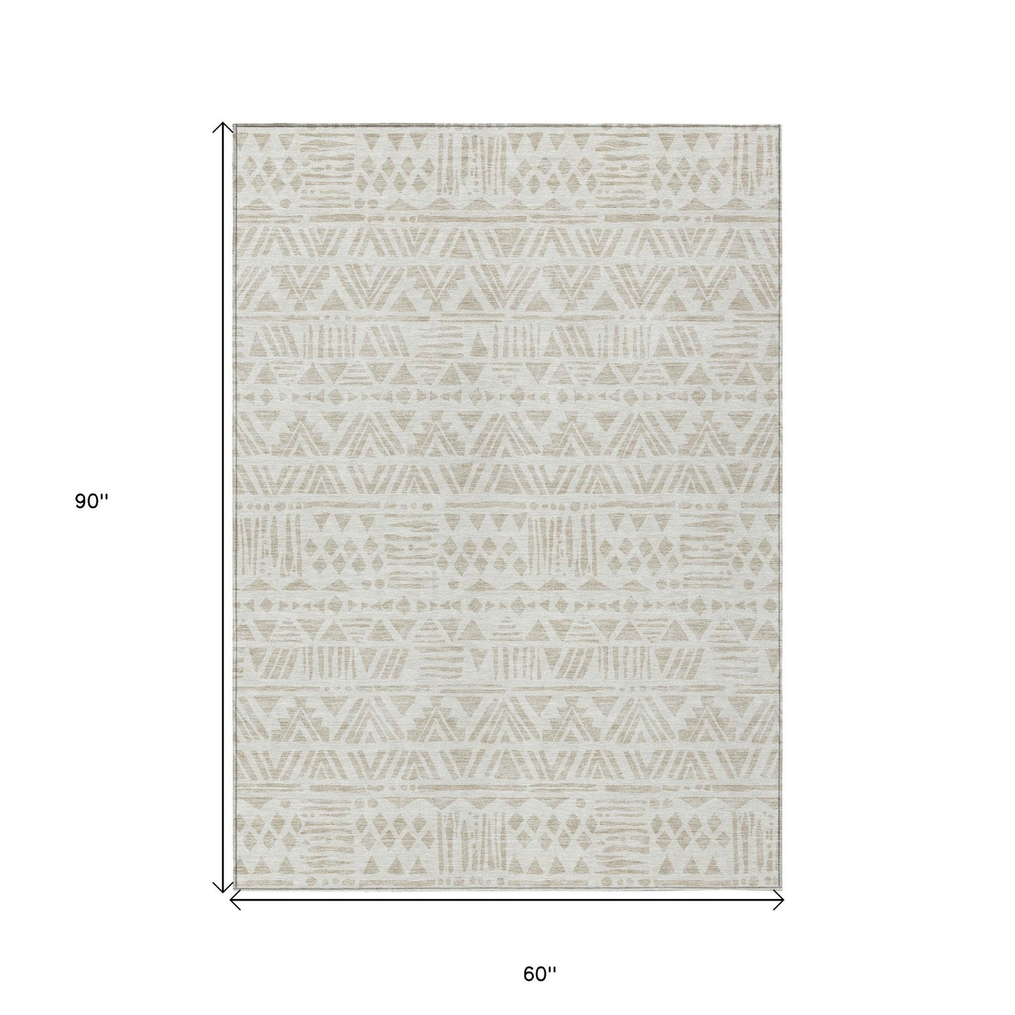Tabselect Home Line 5' X 8' Ivory And Beige Southwestern Washable Indoor Outdoor Area Rug