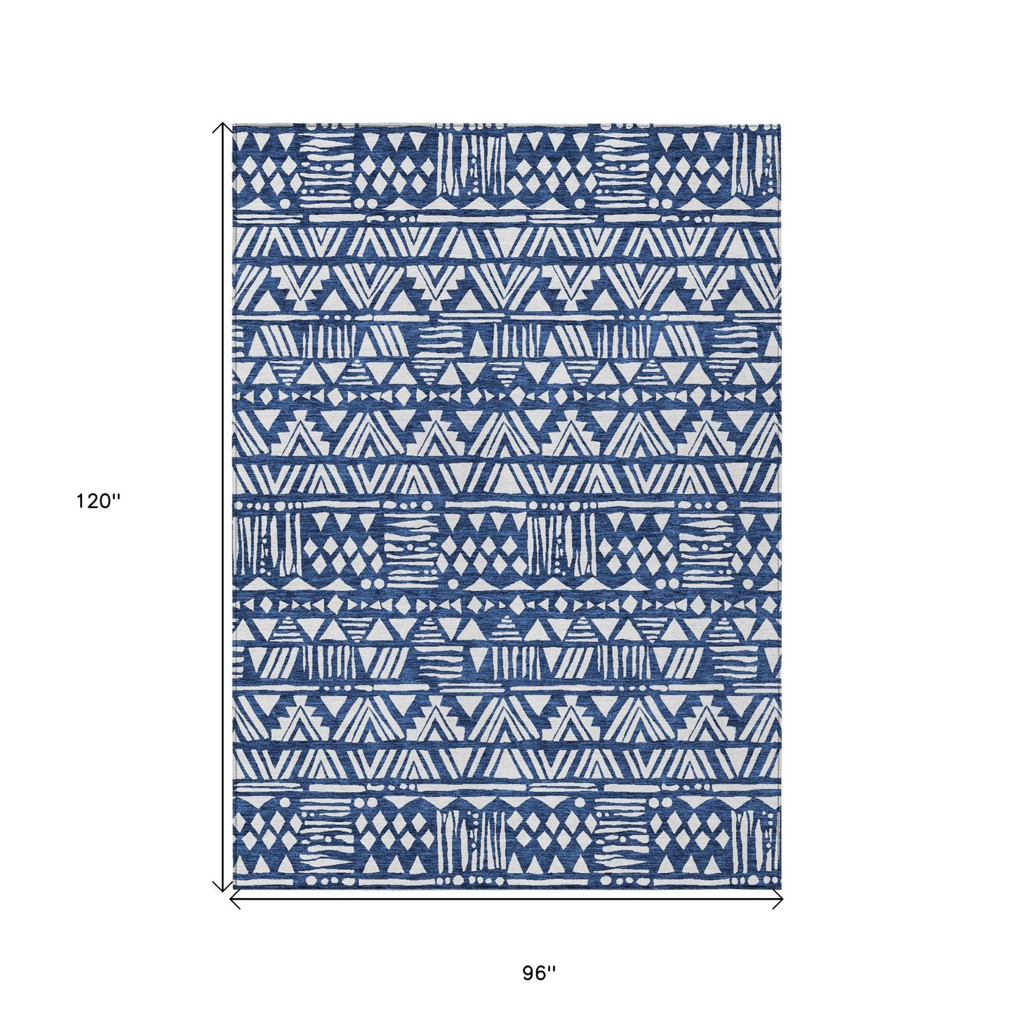 Tabselect Home Line 8' X 10' Navy Blue And Ivory Southwestern Washable Indoor Outdoor Area Rug