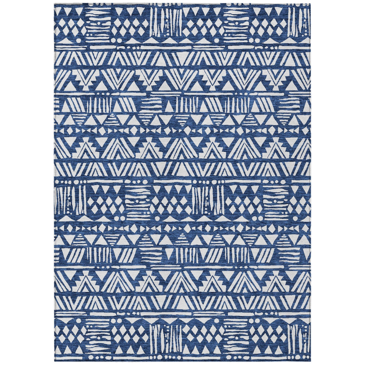 Tabselect Home Line 8' X 10' Navy Blue And Ivory Southwestern Washable Indoor Outdoor Area Rug