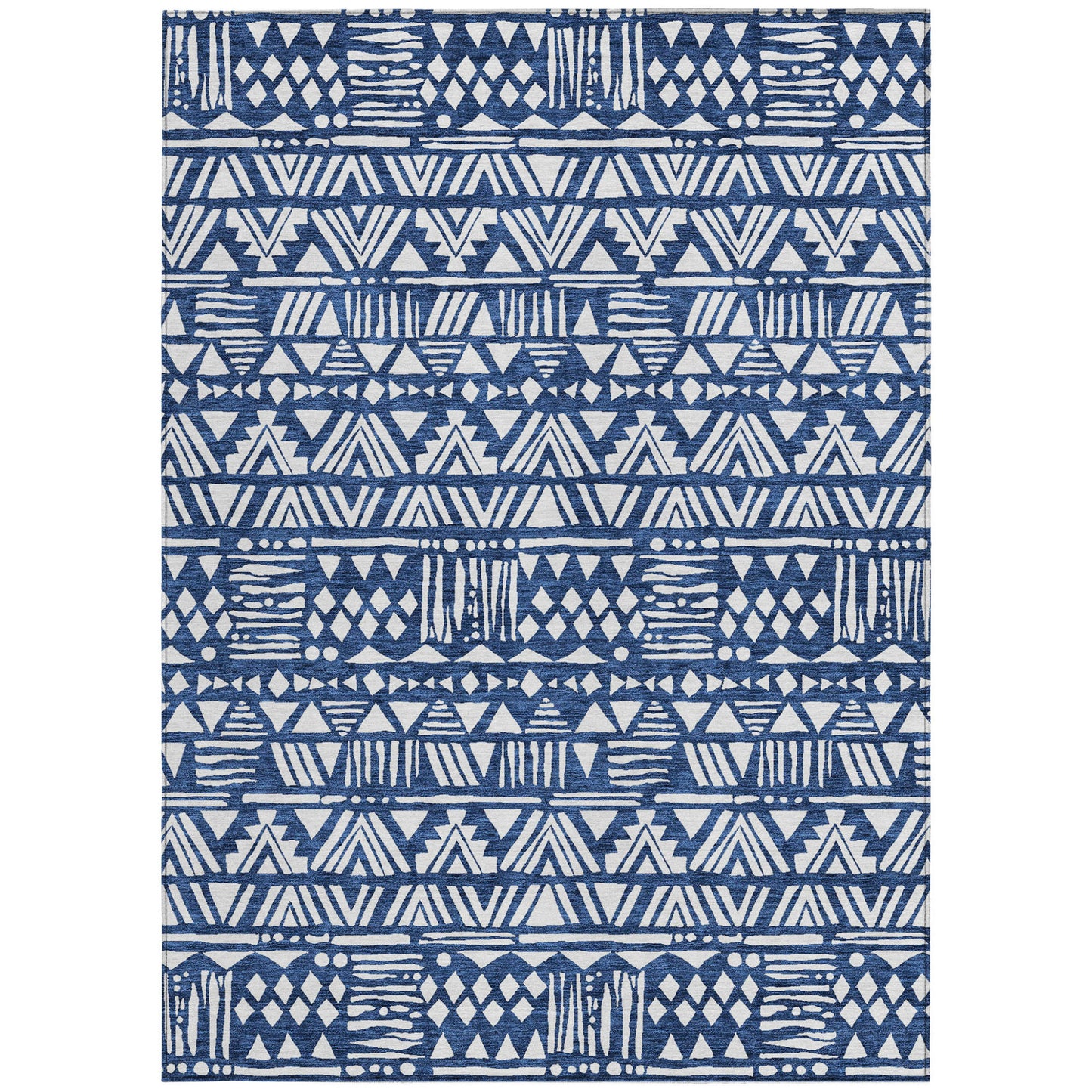 Tabselect Home Line 8' X 10' Navy Blue And Ivory Southwestern Washable Indoor Outdoor Area Rug