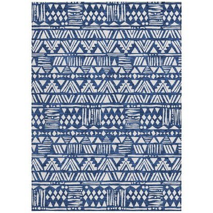 Tabselect Home Line 8' X 10' Navy Blue And Ivory Southwestern Washable Indoor Outdoor Area Rug