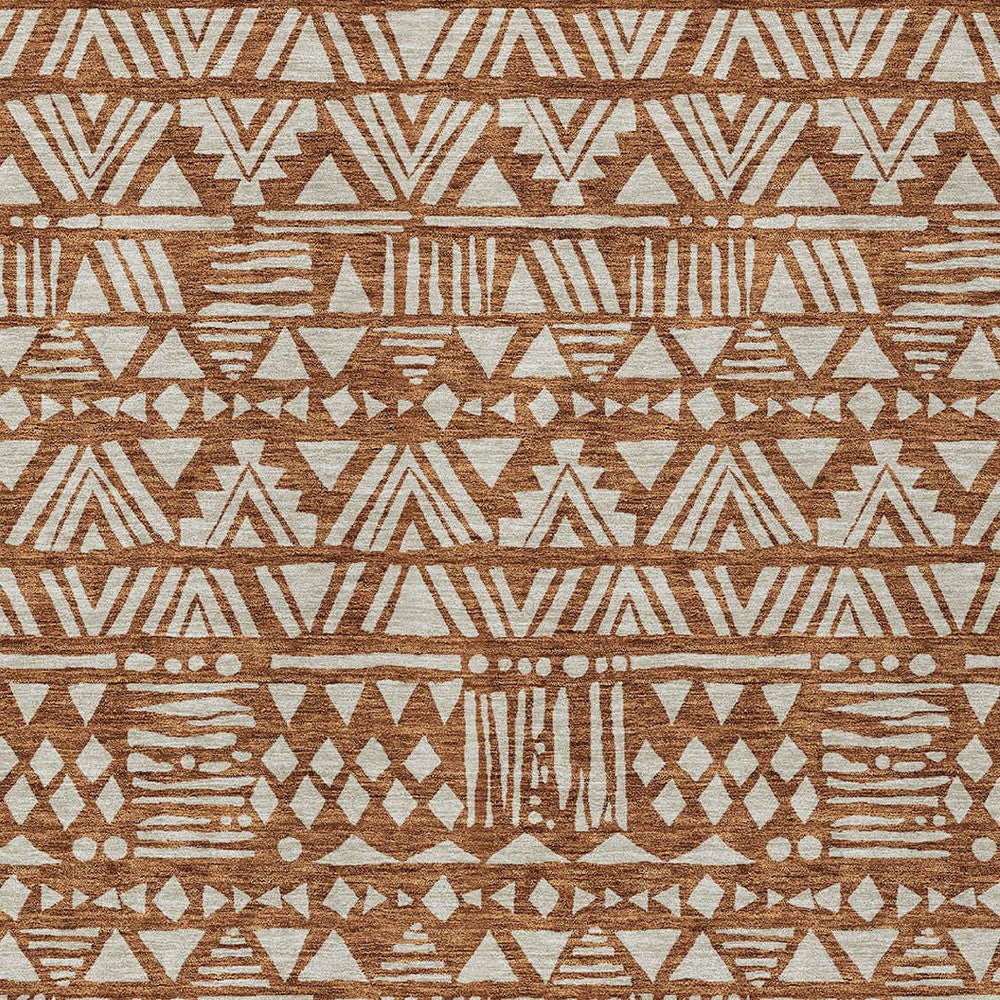 Tabselect Home Line 5' X 8' Terra Cotta And Beige Southwestern Washable Indoor Outdoor Area Rug