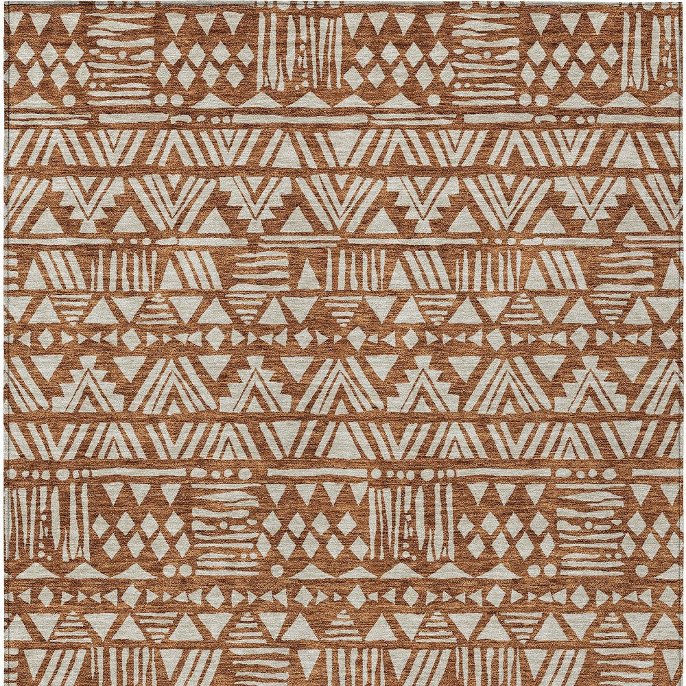 Tabselect Home Line 5' X 8' Terra Cotta And Beige Southwestern Washable Indoor Outdoor Area Rug