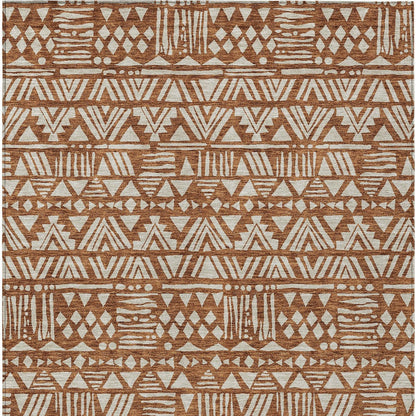 Tabselect Home Line 5' X 8' Terra Cotta And Beige Southwestern Washable Indoor Outdoor Area Rug