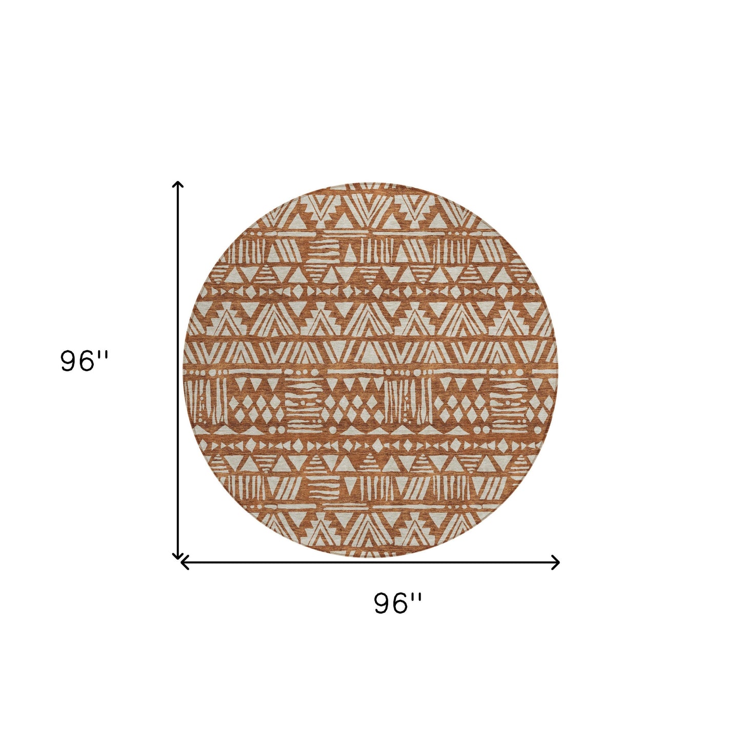 Tabselect Home Line 8' Terra Cotta And Beige Round Southwestern Washable Indoor Outdoor Area Rug