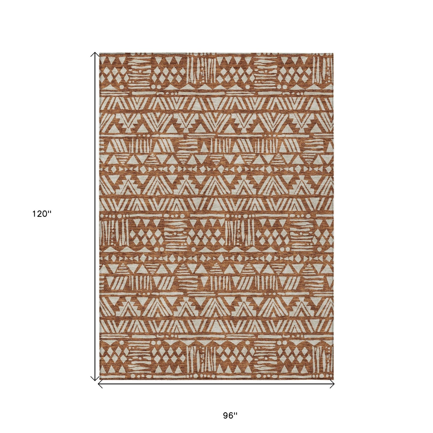Tabselect Home Line 8' X 10' Terra Cotta And Beige Southwestern Washable Indoor Outdoor Area Rug