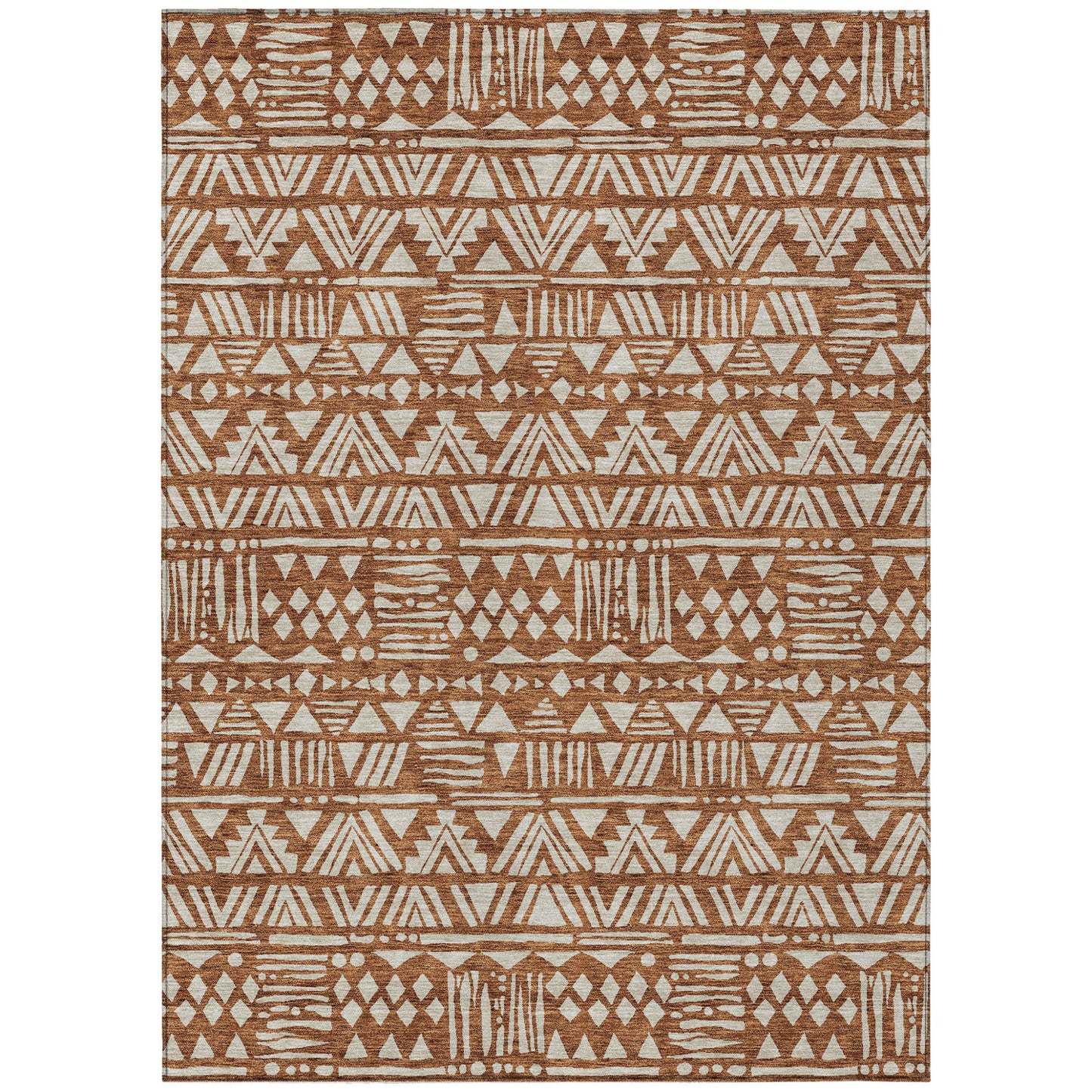 Tabselect Home Line 8' X 10' Terra Cotta And Beige Southwestern Washable Indoor Outdoor Area Rug