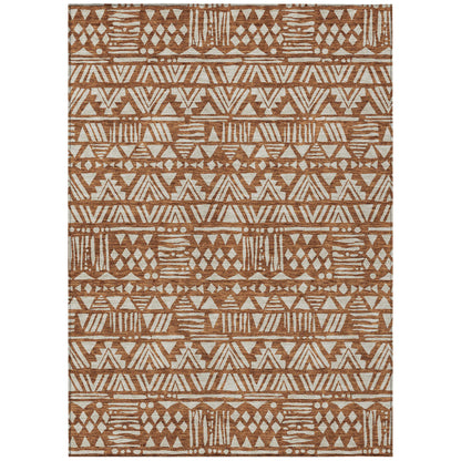 Tabselect Home Line 8' X 10' Terra Cotta And Beige Southwestern Washable Indoor Outdoor Area Rug