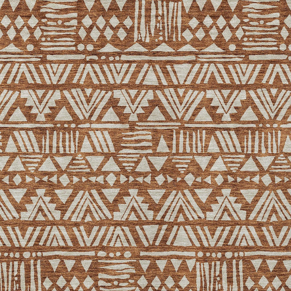 Tabselect Home Line 8' X 10' Terra Cotta And Beige Southwestern Washable Indoor Outdoor Area Rug