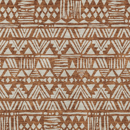 Tabselect Home Line 8' X 10' Terra Cotta And Beige Southwestern Washable Indoor Outdoor Area Rug