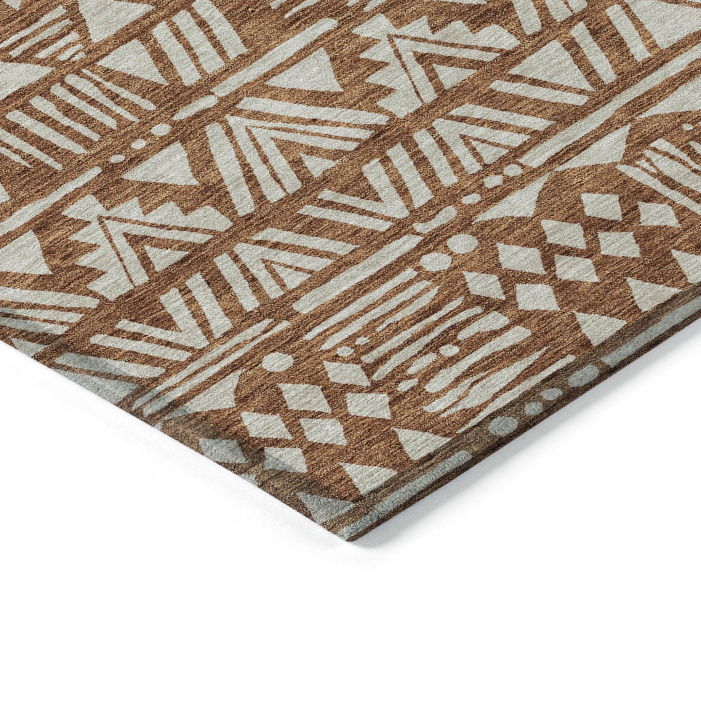Tabselect Home Line 8' X 10' Terra Cotta And Beige Southwestern Washable Indoor Outdoor Area Rug