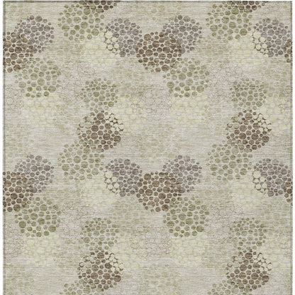 Tabselect Home Line 5' X 8' Beige Green And Ivory Polka Dot Washable Indoor Outdoor Area Rug