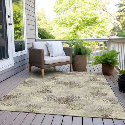 Tabselect Home Line 5' X 8' Beige Green And Ivory Polka Dot Washable Indoor Outdoor Area Rug