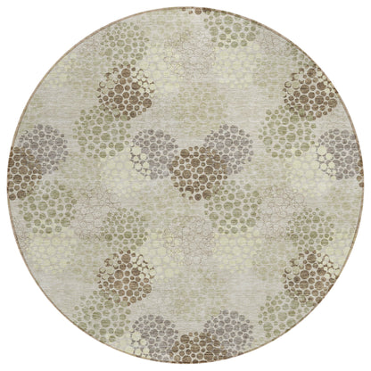Tabselect Home Line 8' Beige Green And Ivory Round Polka Dot Washable Indoor Outdoor Area Rug