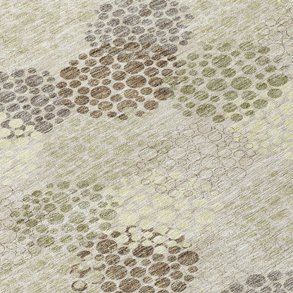 Tabselect Home Line 8' Beige Green And Ivory Round Polka Dot Washable Indoor Outdoor Area Rug