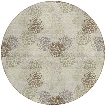 Tabselect Home Line 8' Beige Green And Ivory Round Polka Dot Washable Indoor Outdoor Area Rug