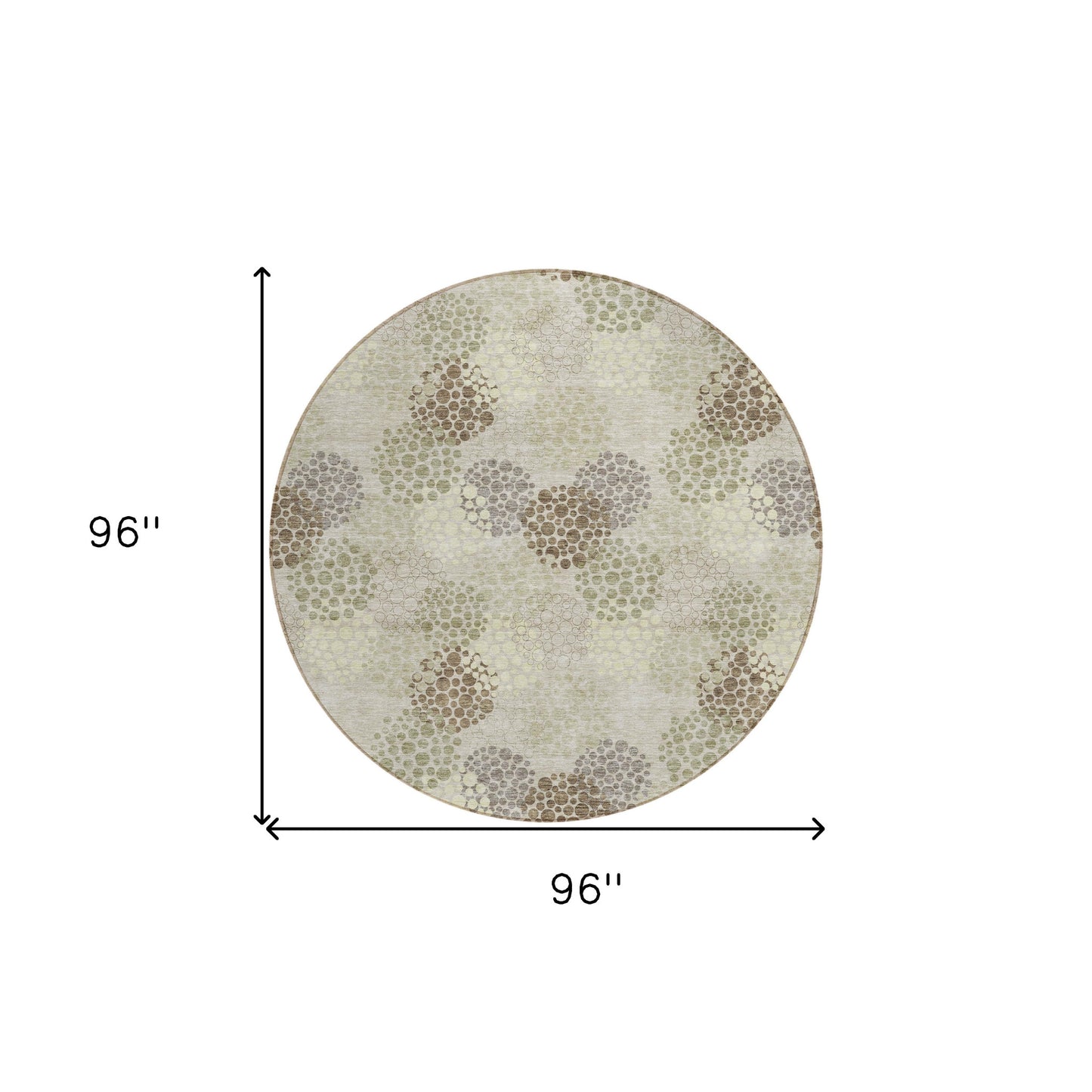 Tabselect Home Line 8' Beige Green And Ivory Round Polka Dot Washable Indoor Outdoor Area Rug