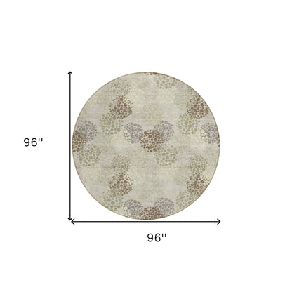 Tabselect Home Line 8' Beige Green And Ivory Round Polka Dot Washable Indoor Outdoor Area Rug