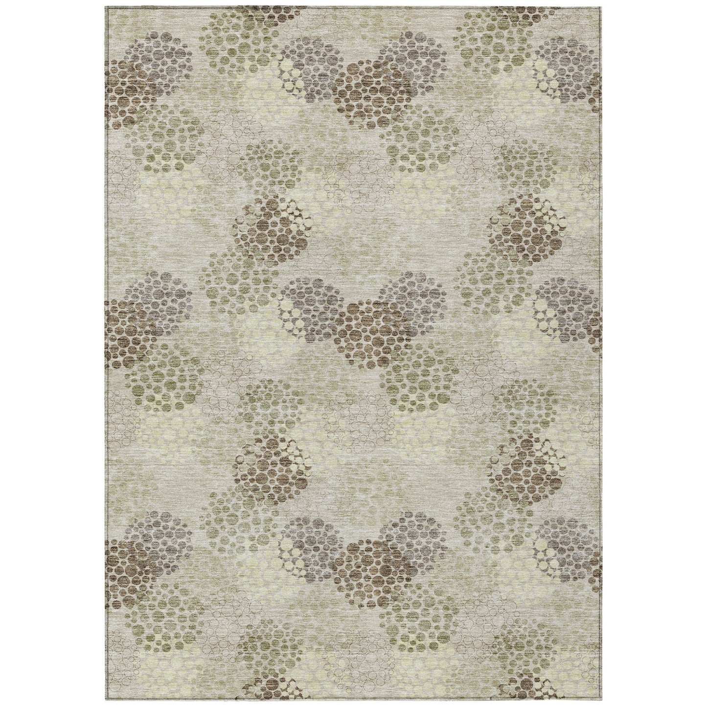 Tabselect Home Line 8' X 10' Beige Green And Ivory Polka Dot Washable Indoor Outdoor Area Rug
