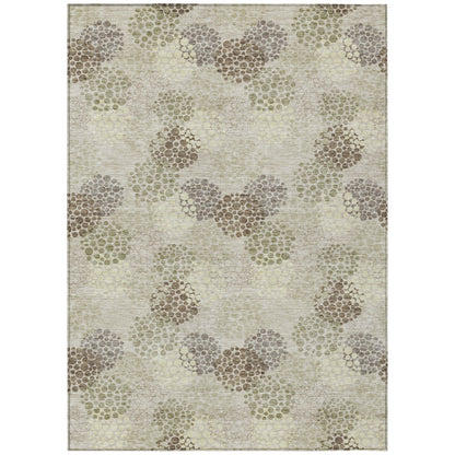 Tabselect Home Line 8' X 10' Beige Green And Ivory Polka Dot Washable Indoor Outdoor Area Rug