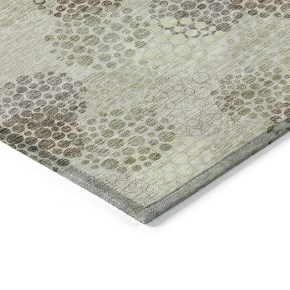 Tabselect Home Line 8' X 10' Beige Green And Ivory Polka Dot Washable Indoor Outdoor Area Rug