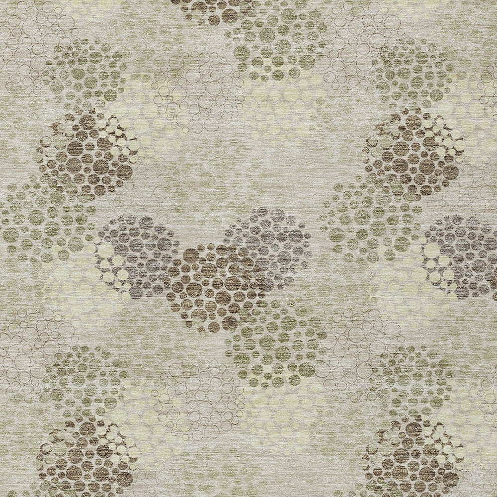 Tabselect Home Line 8' X 10' Beige Green And Ivory Polka Dot Washable Indoor Outdoor Area Rug
