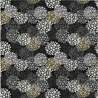 Tabselect Home Line 5' X 8' Black Gray And Ivory Polka Dot Washable Indoor Outdoor Area Rug
