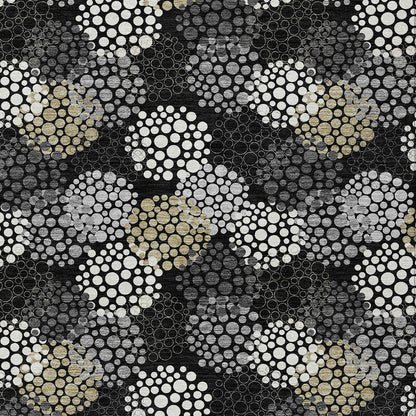 Tabselect Home Line 5' X 8' Black Gray And Ivory Polka Dot Washable Indoor Outdoor Area Rug