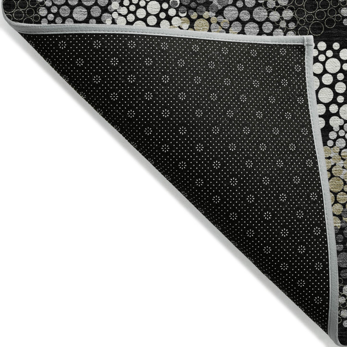 Tabselect Home Line 8' X 10' Black Gray And Ivory Polka Dot Washable Indoor Outdoor Area Rug