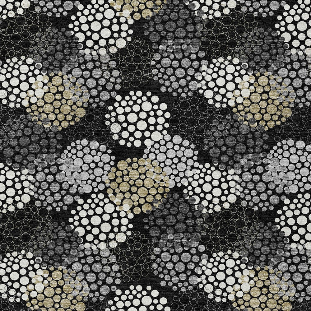Tabselect Home Line 8' X 10' Black Gray And Ivory Polka Dot Washable Indoor Outdoor Area Rug