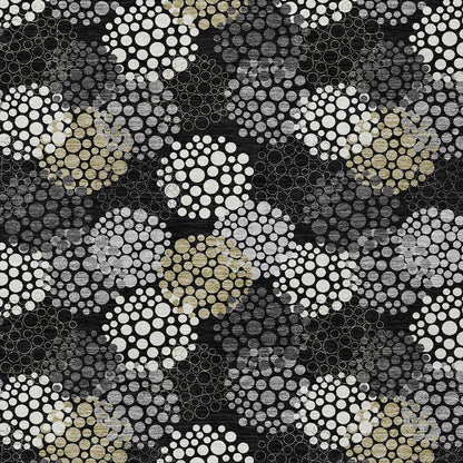 Tabselect Home Line 8' X 10' Black Gray And Ivory Polka Dot Washable Indoor Outdoor Area Rug