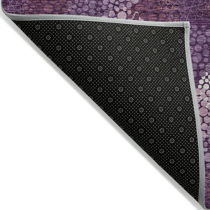 Tabselect Home Line 5' X 8' Eggplant Lavender And Ivory Polka Dot Washable Indoor Outdoor Area Rug