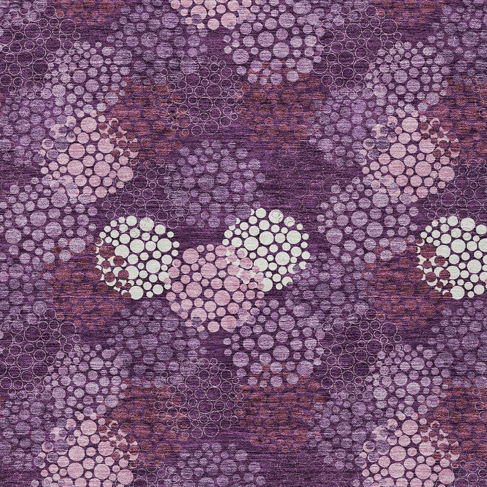 Tabselect Home Line 5' X 8' Eggplant Lavender And Ivory Polka Dot Washable Indoor Outdoor Area Rug