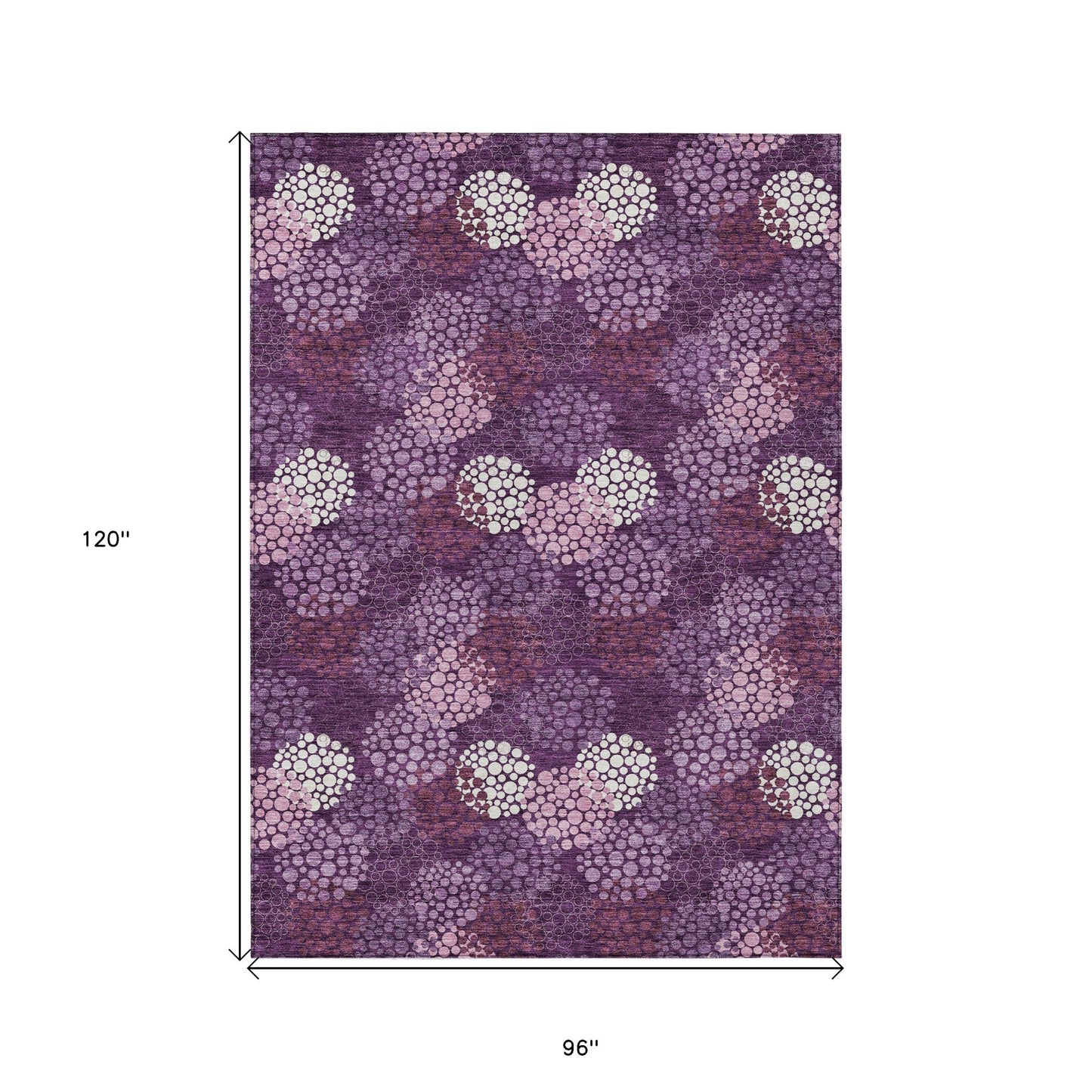 Tabselect Home Line 8' X 10' Eggplant Lavender And Ivory Polka Dot Washable Indoor Outdoor Area Rug