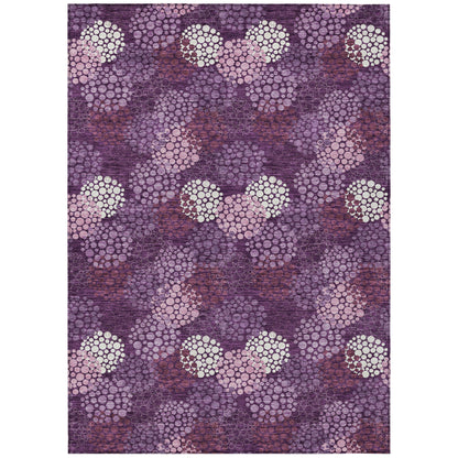 Tabselect Home Line 8' X 10' Eggplant Lavender And Ivory Polka Dot Washable Indoor Outdoor Area Rug