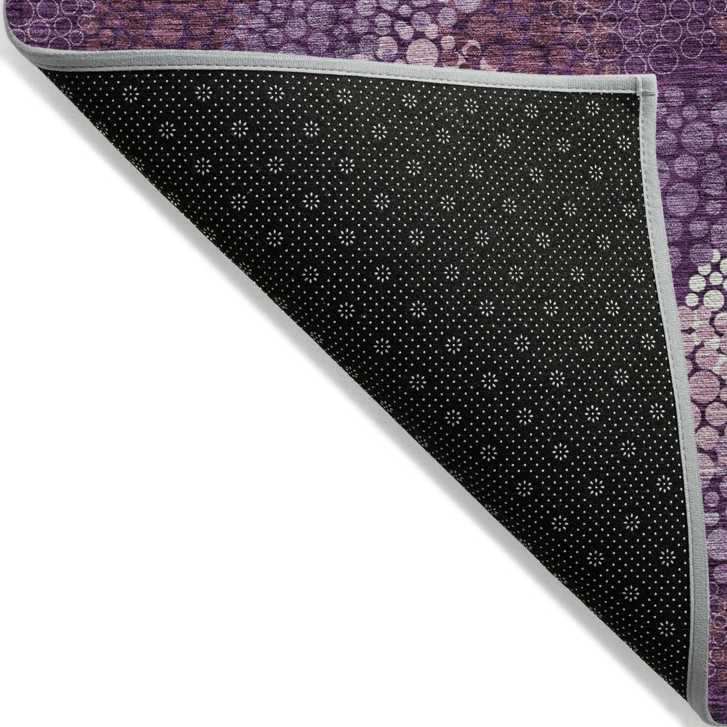 Tabselect Home Line 8' X 10' Eggplant Lavender And Ivory Polka Dot Washable Indoor Outdoor Area Rug