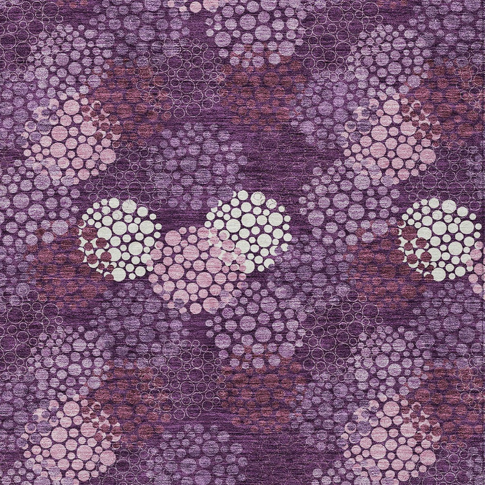Tabselect Home Line 8' X 10' Eggplant Lavender And Ivory Polka Dot Washable Indoor Outdoor Area Rug