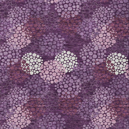 Tabselect Home Line 8' X 10' Eggplant Lavender And Ivory Polka Dot Washable Indoor Outdoor Area Rug