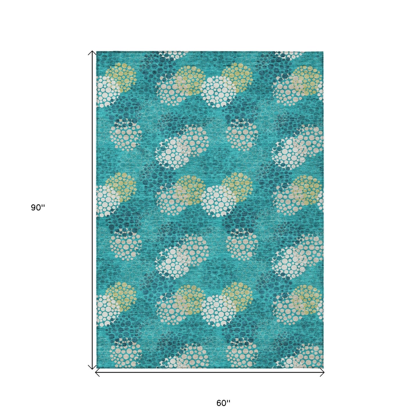 Tabselect Home Line 5' X 8' Emerald Gray And Ivory Polka Dot Washable Indoor Outdoor Area Rug