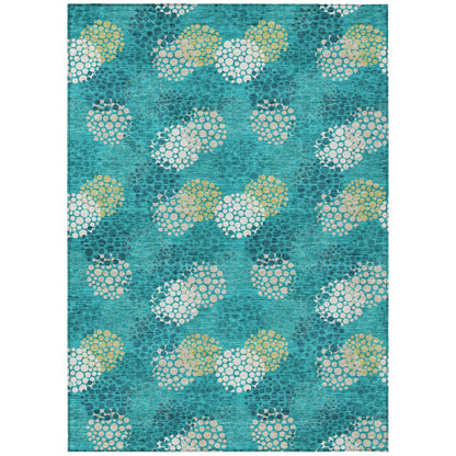 Tabselect Home Line 5' X 8' Emerald Gray And Ivory Polka Dot Washable Indoor Outdoor Area Rug