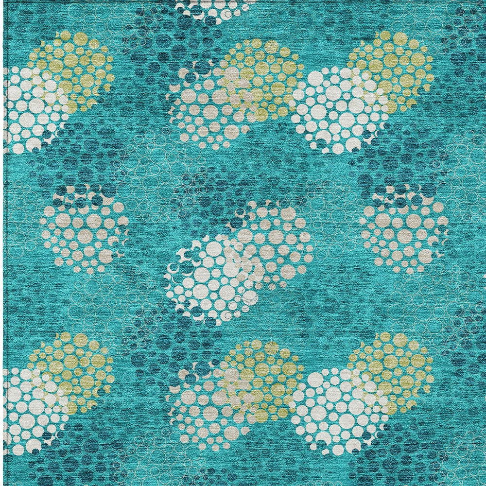 Tabselect Home Line 5' X 8' Emerald Gray And Ivory Polka Dot Washable Indoor Outdoor Area Rug