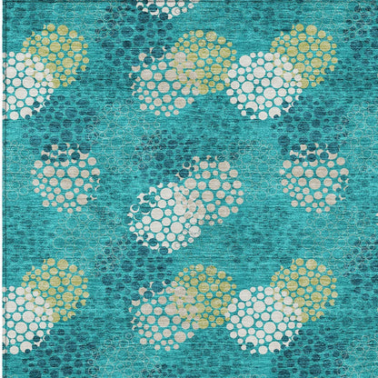 Tabselect Home Line 5' X 8' Emerald Gray And Ivory Polka Dot Washable Indoor Outdoor Area Rug