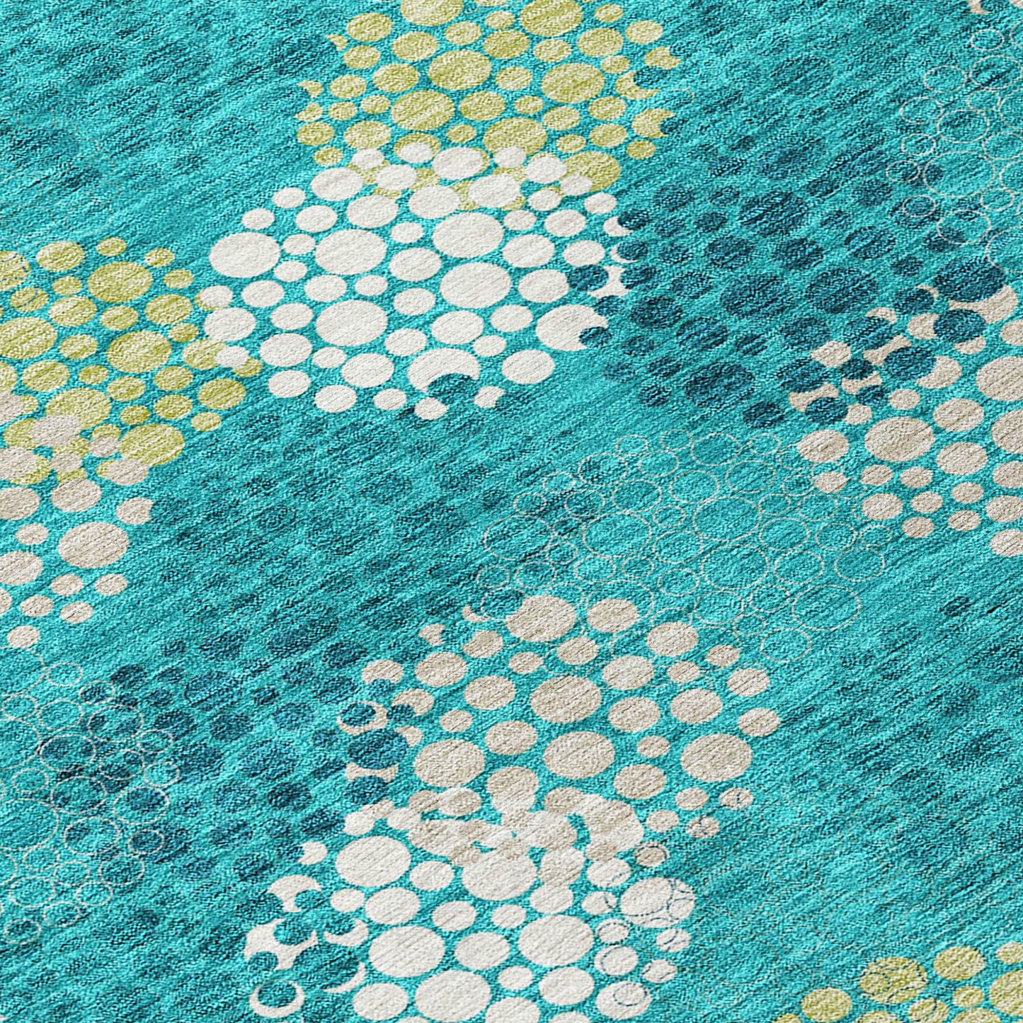 Tabselect Home Line 8' Emerald Gray And Ivory Round Polka Dot Washable Indoor Outdoor Area Rug