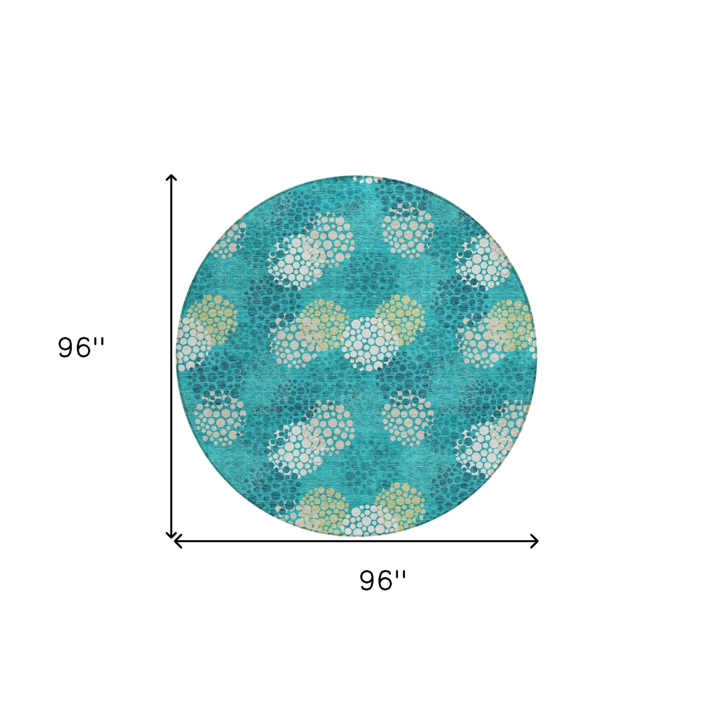 Tabselect Home Line 8' Emerald Gray And Ivory Round Polka Dot Washable Indoor Outdoor Area Rug